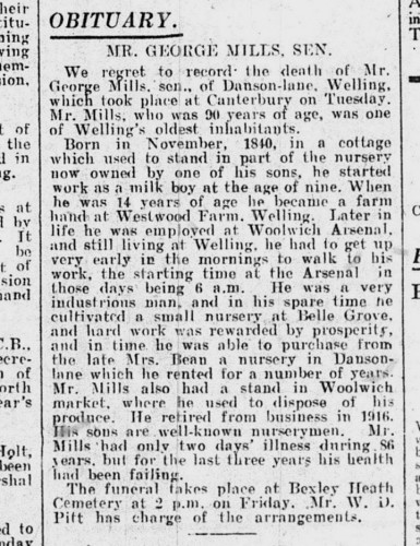 Obituary of William’s father, George